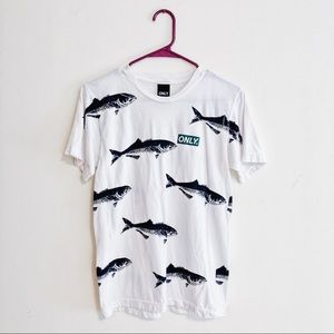 ONLY NY White Fishing Bass T-Shirt Streetwear